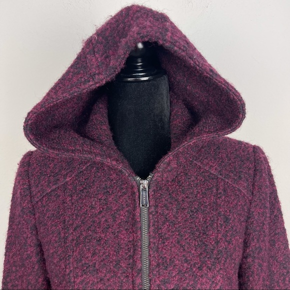 Anne Klein red/maroon marbled hooded full zipper warm coat size S - Picture 4 of 12